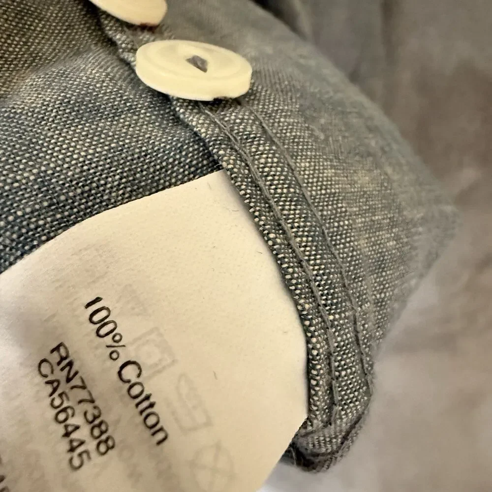 J.Crew Workshirt Men's L Gray Chambray Long Sleeve Button Down Shirt J Crew Work